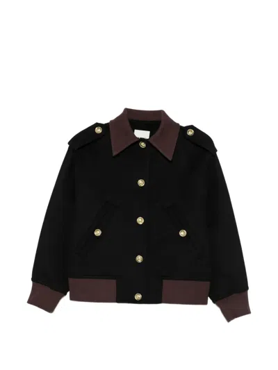 Sandro Epaulette Wool Jacket In Black