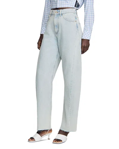 Sandro Ethan Wide Leg Barrel Jeans In Sky Blue In Multi
