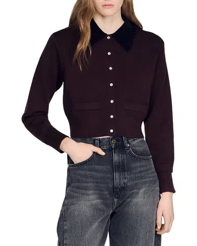 Sandro Etienne Collared Sweater In Black
