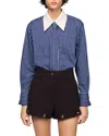 Sandro Eulalie Checkered Shirt In Blue