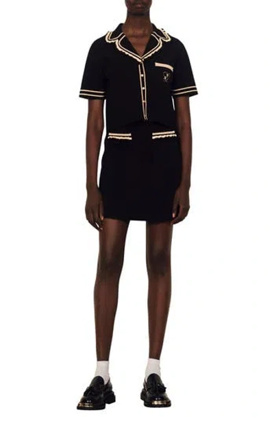 Sandro Ewen Knit Skirt In Black