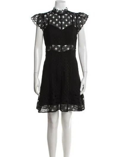 Pre-owned Sandro Eyelet Mini Dress In Black