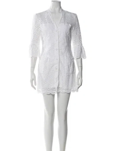 Pre-owned Sandro Eyelet Mini Dress In White