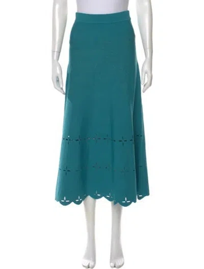 Pre-owned Sandro Eyelet Trim Midi Length Skirt In Blue
