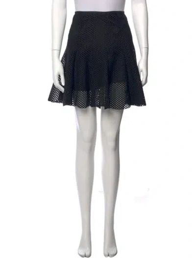 Pre-owned Sandro Eyelet Trim Mini Skirt In Black