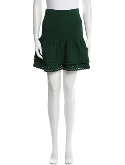 Pre-owned Sandro Eyelet Trim Mini Skirt In Green