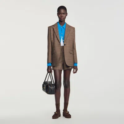 Sandro Ezmehralda Leather Bag In Brown