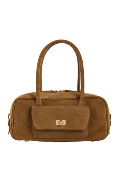 Sandro Ezmehralda Suede Bag In Beige