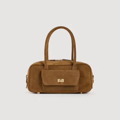 Sandro Ezmehralda Suede Bag In Sand