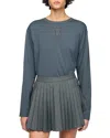 Sandro Ezrane Embroidered Long Sleeve Tee In Gray