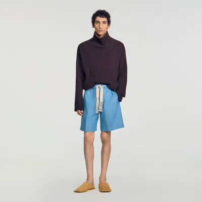 Sandro Faded Cotton Shorts In Blue