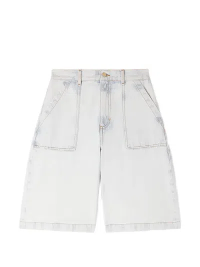 Sandro Faded Denim Shorts In White