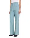 Sandro Faded High Rise Wide Leg Jeans In Blue Jean In Blue