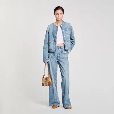 Sandro Faded Jeans In Blue