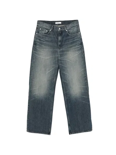 Sandro Faded-effect Wide-leg Jeans In Blue