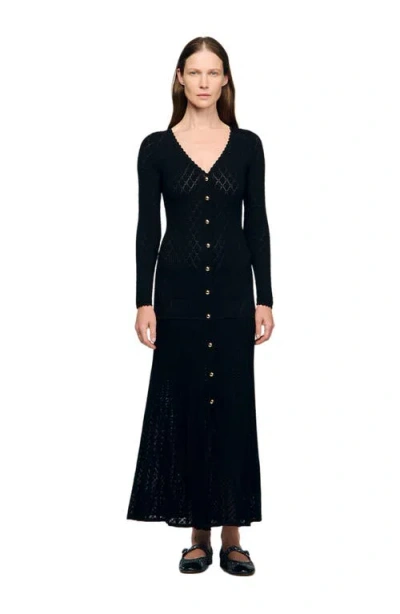 SANDRO SANDRO FANCY KNIT MAXI DRESS