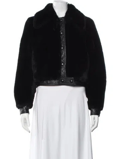 Pre-owned Sandro Faux Fur Bomber Jacket In Black