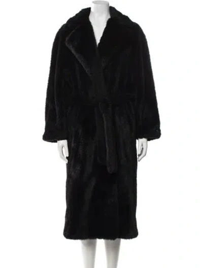 Pre-owned Sandro Faux Fur Coat In Black