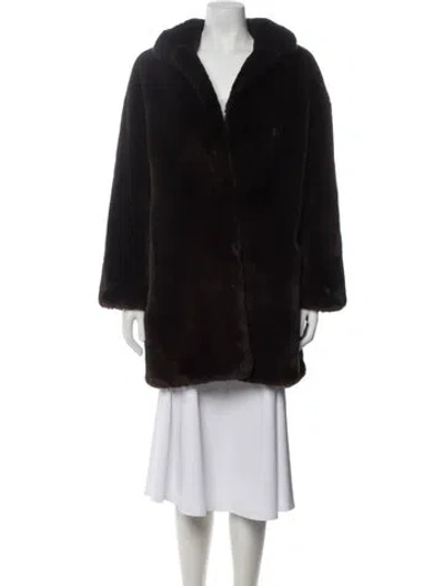 Pre-owned Sandro Faux Fur Coat In Black