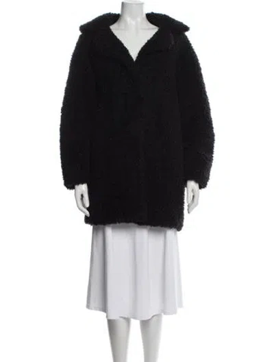 Pre-owned Sandro Faux Fur Coat In Black