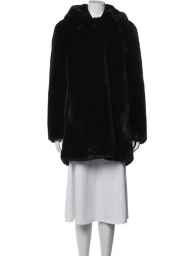 Pre-owned Sandro Faux Fur Coat In Black