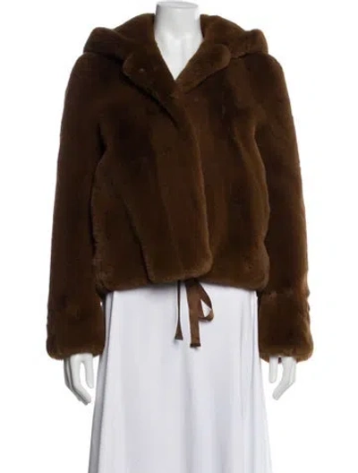 Pre-owned Sandro Faux Fur Coat In Brown