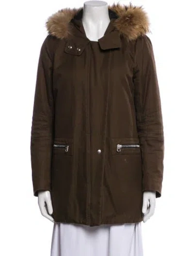 Pre-owned Sandro Faux Fur Coat In Green