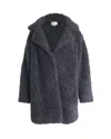 Sandro Faux Fur Coat In Black Acrylic In Black