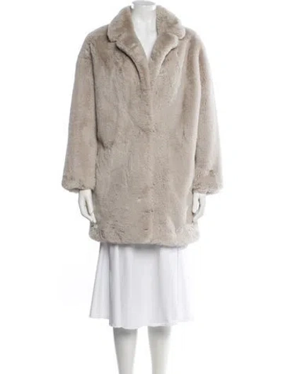 Pre-owned Sandro Faux Fur Coat In Neutral
