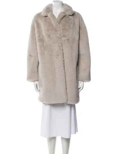 Pre-owned Sandro Faux Fur Coat In Neutrals