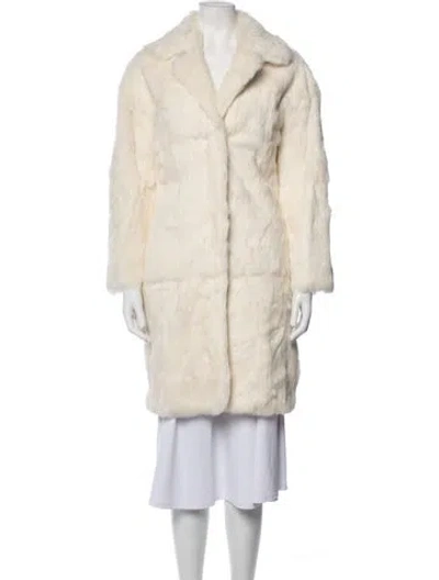 Pre-owned Sandro Faux Fur Coat In Neutrals/white