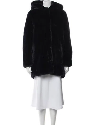 Pre-owned Sandro Faux Fur Coat W/ Tags In Black