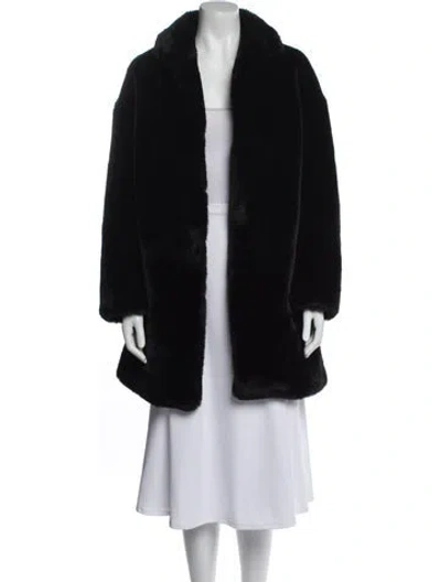Pre-owned Sandro Faux Fur Faux Fur Coat In Black