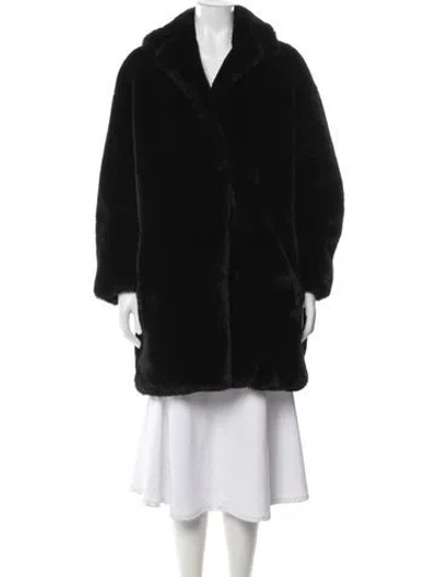 Pre-owned Sandro Faux Fur Faux Fur Coat In Black