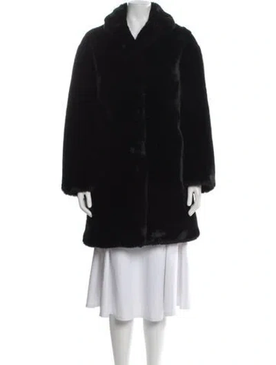 Pre-owned Sandro Faux Fur Faux Fur Coat In Black