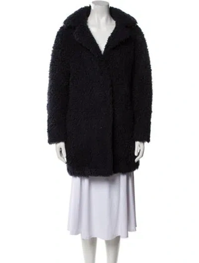 Pre-owned Sandro Faux Fur Faux Fur Coat In Blue