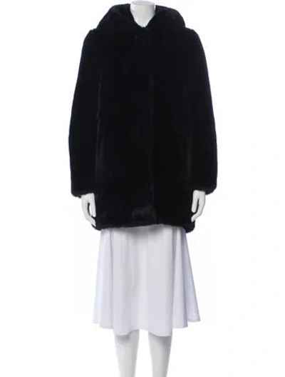 Pre-owned Sandro Faux Fur Faux Fur Coat In Blue