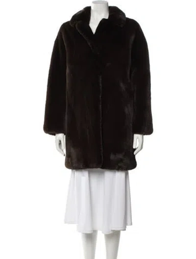 Pre-owned Sandro Faux Fur Faux Fur Coat In Brown