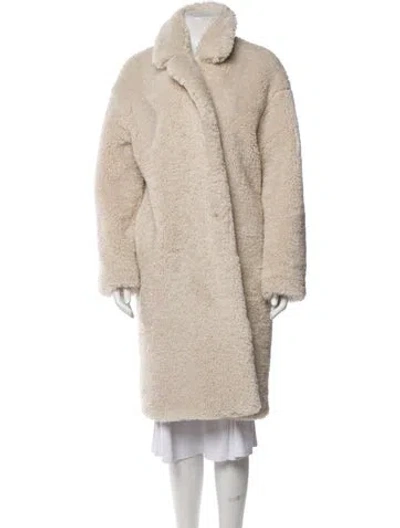 Pre-owned Sandro Faux Fur Faux Fur Coat In Neutral