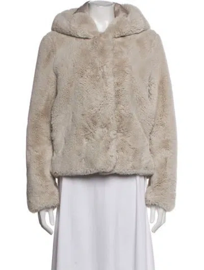 Pre-owned Sandro Faux Fur Faux Fur Coat In Neutrals