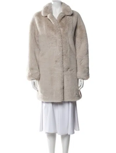 Pre-owned Sandro Faux Fur Faux Fur Coat In Neutrals