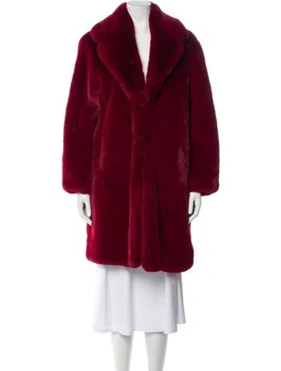 Pre-owned Sandro Faux Fur Faux Fur Coat In Red
