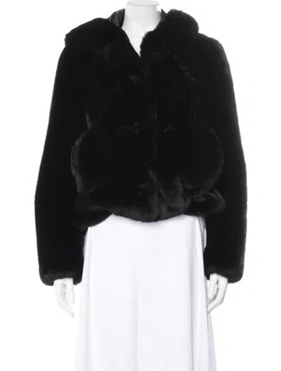 Pre-owned Sandro Faux Fur Faux Fur Jacket In Black