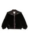 Sandro Faux-fur High-neck Jacket In Brown