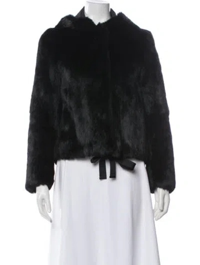 Pre-owned Sandro Faux Fur Jacket In Black