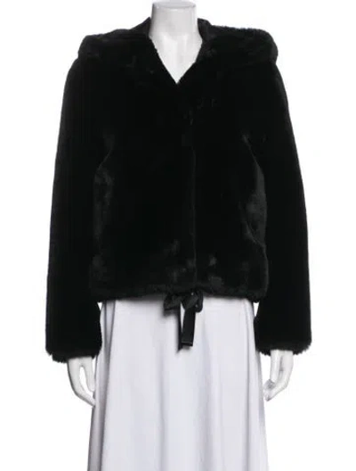 Pre-owned Sandro Faux Fur Jacket In Black