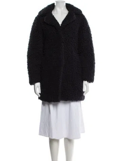Pre-owned Sandro Faux Fur Jacket In Blue