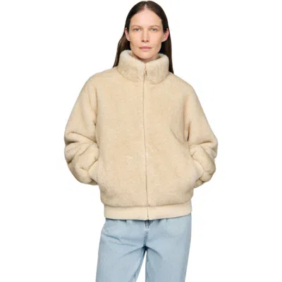 Sandro Faux Fur Jacket In Brown