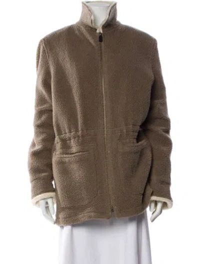 Pre-owned Sandro Faux Fur Jacket In Brown