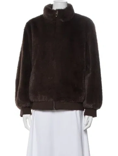 Pre-owned Sandro Faux Fur Jacket In Brown